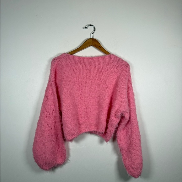 Free People Flurry Pink Teddy Bear Sweater - Picture 4 of 8
